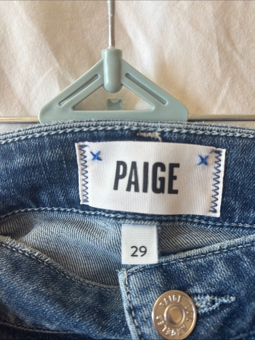 Paige Hoxton Crop Torn Hem Skinny Jeans, Medium Wash, 29 - Picture 4 of 8